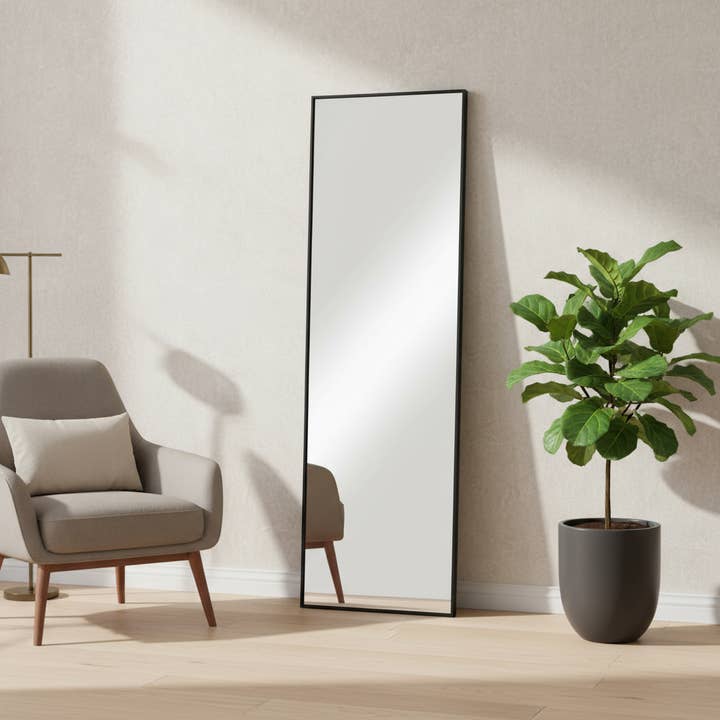 HomeRoots - Wholesale Vanity Mirror - 71" Black Metal Leaning Framed Full Length Mirror1