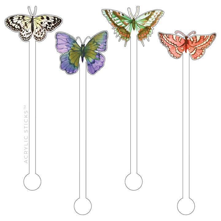 BEAUTIFUL BUTTERFLIES ACRYLIC STIR STICKS COMBO for wholesale by XO ACRYLICS | ACRYLIC STICKS