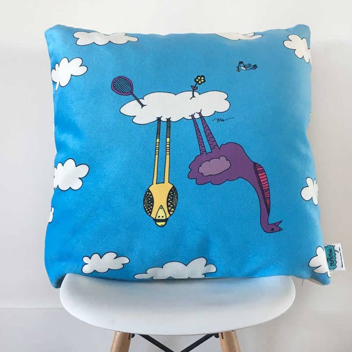 The MoMeMans - Wholesale Throw/Decorative Pillow - Cloud Birds Velveteen Pillow1
