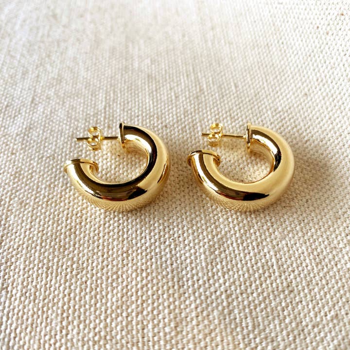 GoldFi - Wholesale Hoop Earrings - 18k Gold Filled Chubby Half-Hoop Earrings2
