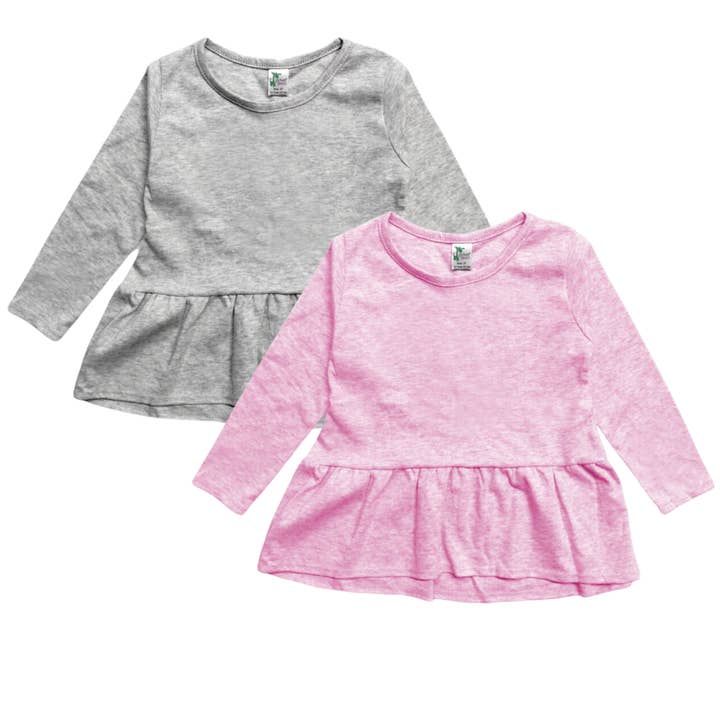 Criança Menina Manga Comprida Peplum Top | Giraffe Riso em branco por atacado de Laughing Giraffe