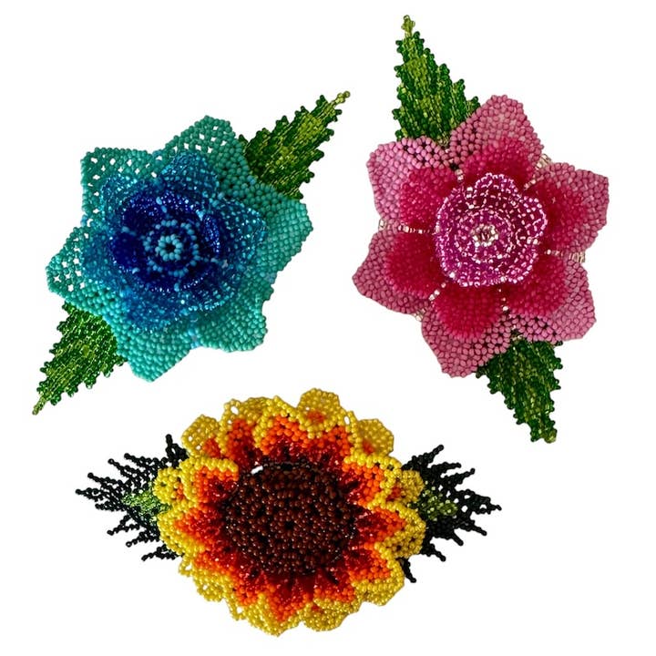 Beaded Flower Hair Clip for wholesale by Unique Batik Fair Trade