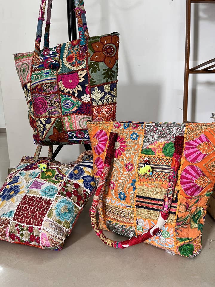 Gypsy Vintage Patchwork Tote Bag-Bohemian Travel Bag-New for wholesale by Meghcraft