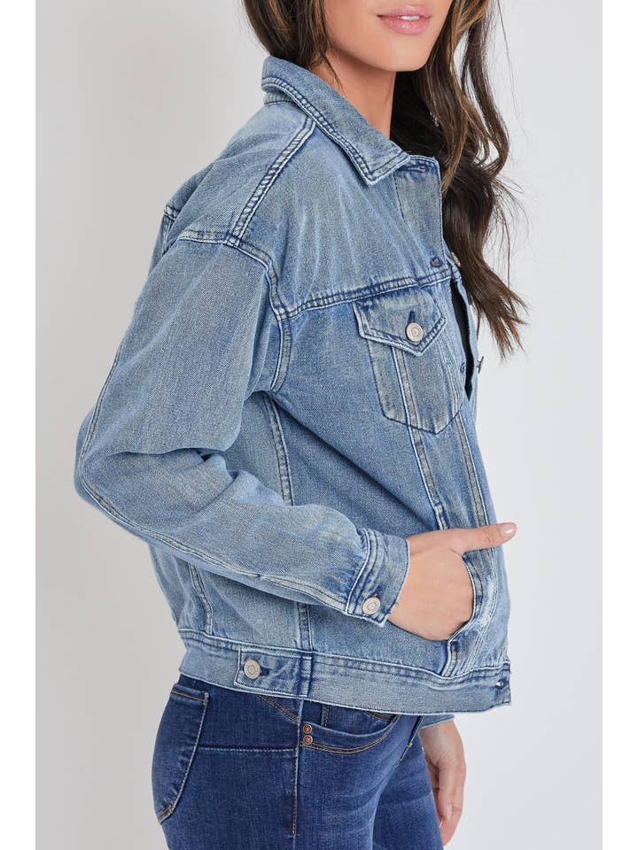 YMI - Wholesale Denim Jacket - Women's - Oversized Boyfriend Denim Jacket-J1050765