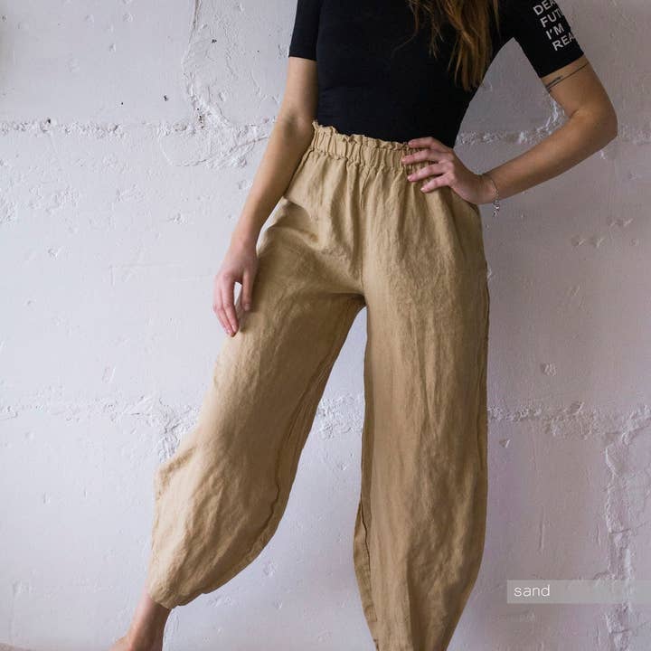 Ayurvastram - Venta al por mayor Pantalones - Mujer - Pantalones harem de moda de algodón de lino IRA para mujer