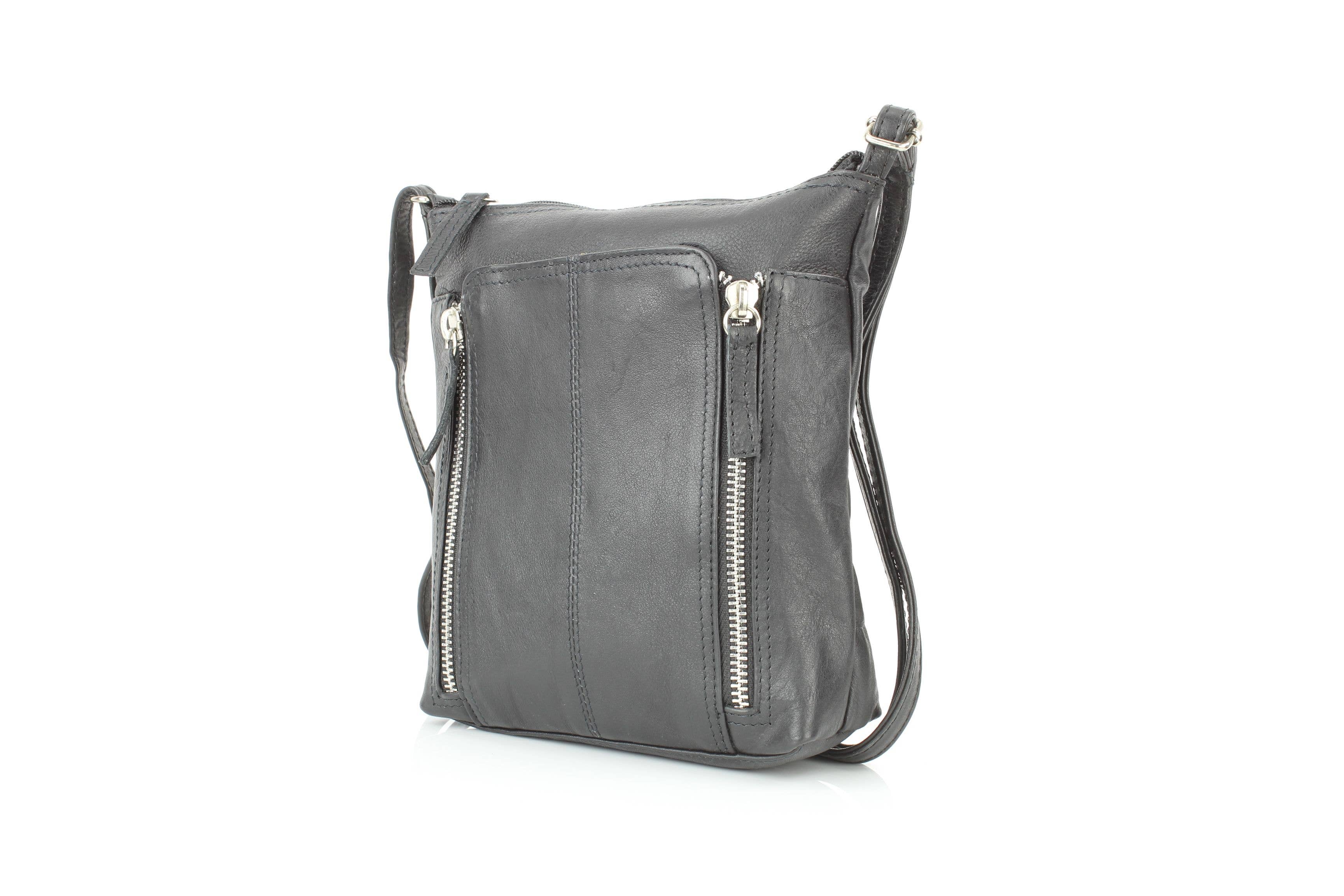Leather Impressions Inc – wholesale Axelväska - Dam – Anchorage Slim Läder Crossbody | Dubbel Dragkedjedetalj RB 1562