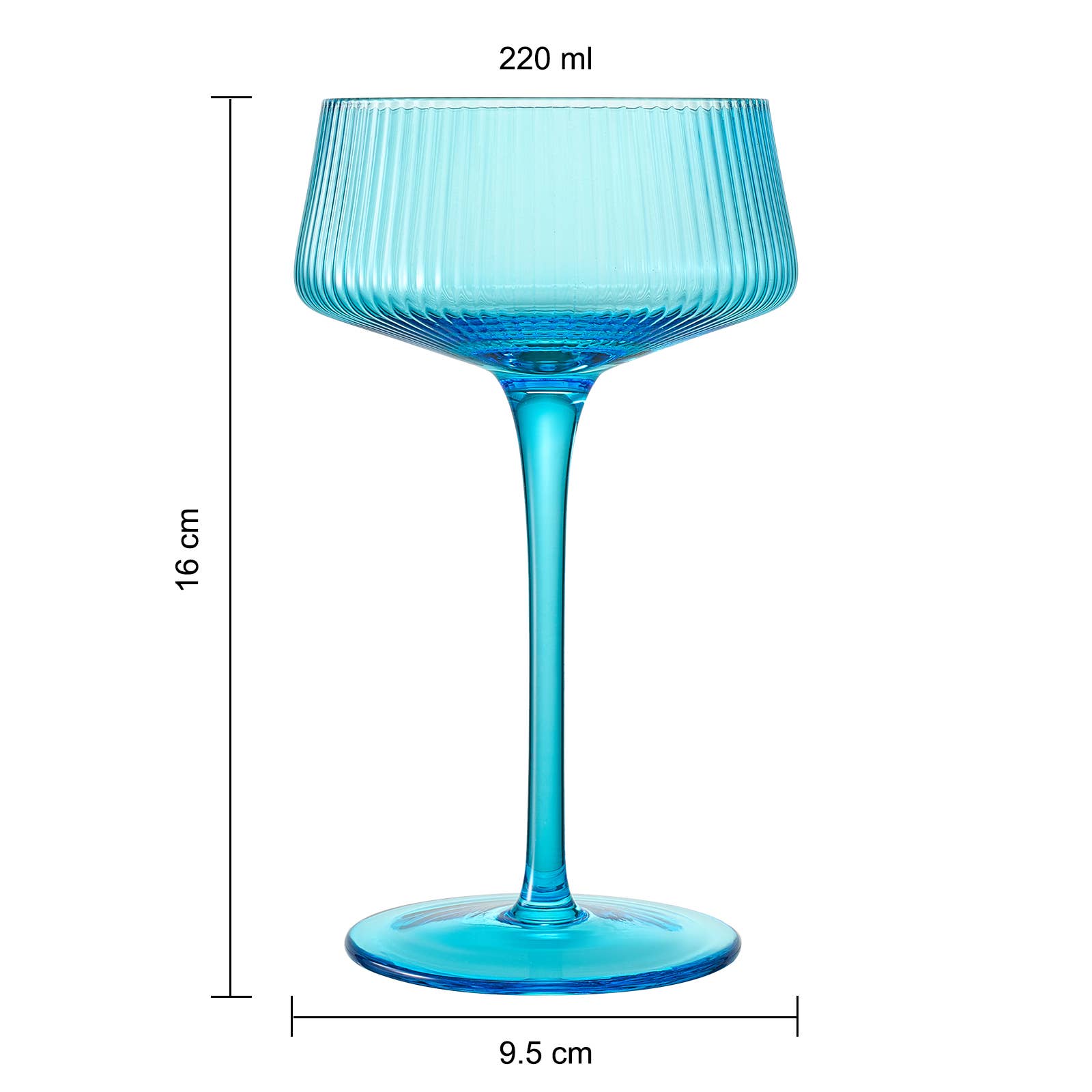 The Wine Savant /  Khen Glassware - Vente Verres à cocktail/alcool - Verres à coupe côtelée vintage | 7,5 oz | Ensemble de 65