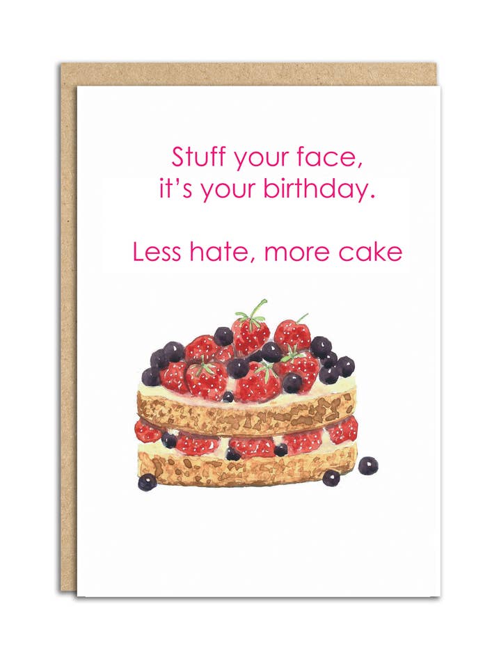 Vul je gezicht met verjaardagstaartkaart voor wholesale door Sarah Maddox Art & Design