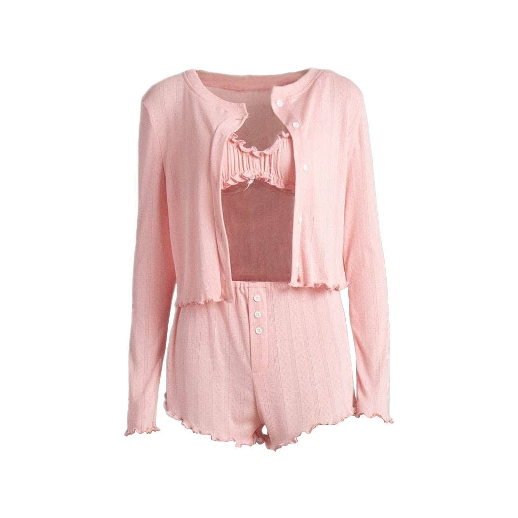 alberalkirk - Wholesale Sleepwear Set - Women's - Knit Pajama Set Three Piece Women Multiple Colors N5A2965