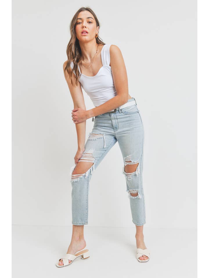 JBD - Wholesale Jeans - Women's - DP521N - LT - High Rise Girlfriend Jean
