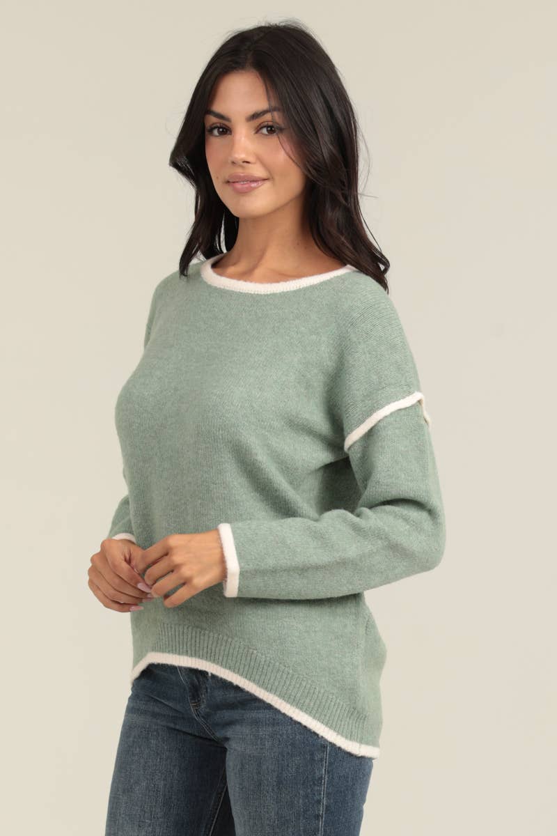 Nostalgia – Pulôver - Mulher por atacado – Camisola de Malha com Costuras em Contraste NHT23-ASIS HI LO2