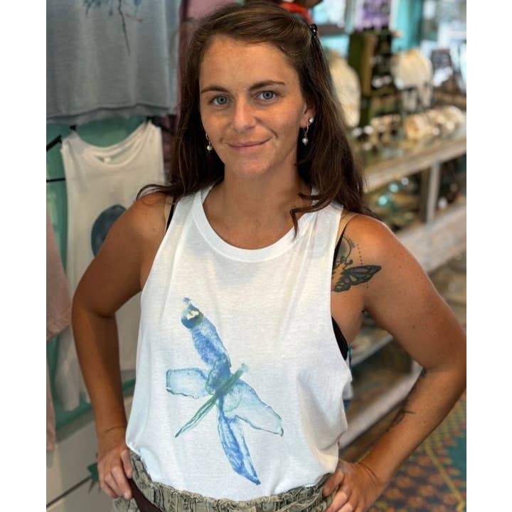 DRAGONFLY Top Curto com Costas à Nadador por atacado de Blue Mermaid Art