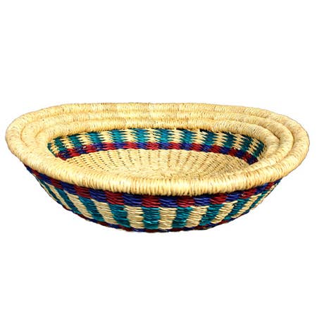 African Market Baskets - Vente Plateaux décoratifs - Paniers Bolga Africains : Ensemble de Plateaux à Fruits Sans Poignée (G-153)4