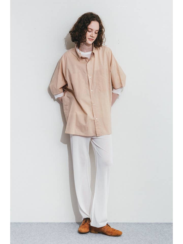 Fog Linen Work - Wholesale Shirt - Women's - Freda Shirt Beige1