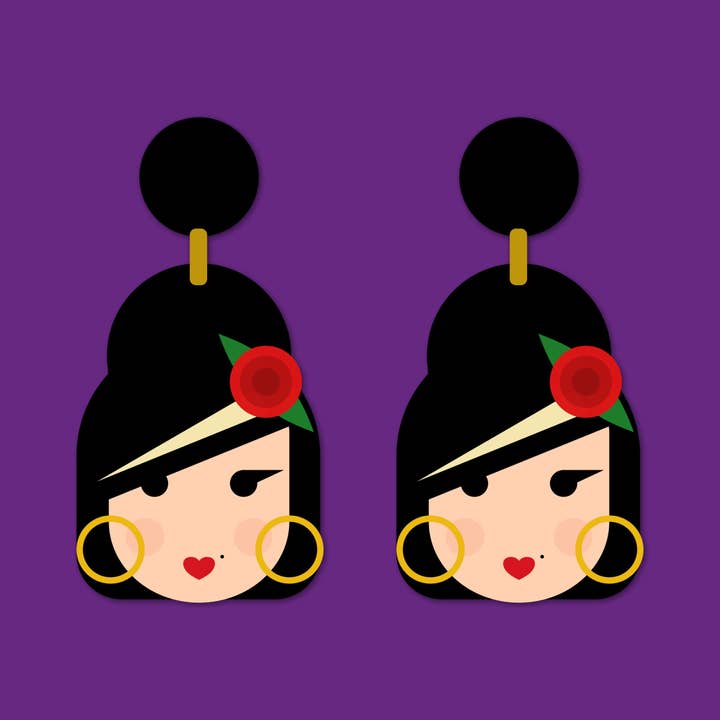 Hey There Munchquin - Wholesale Dangle Earrings - Large Amy Winehouse inspired lightweight laser cut statement earrings