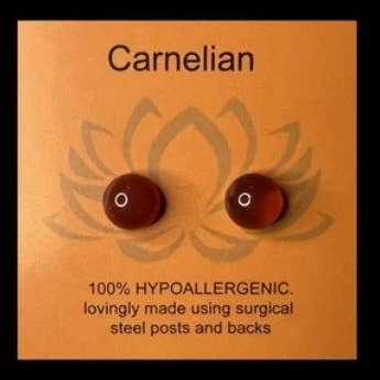 Carnelian Gemstone Post Earrings/8mm Cabochon for wholesale by bits of inspired living