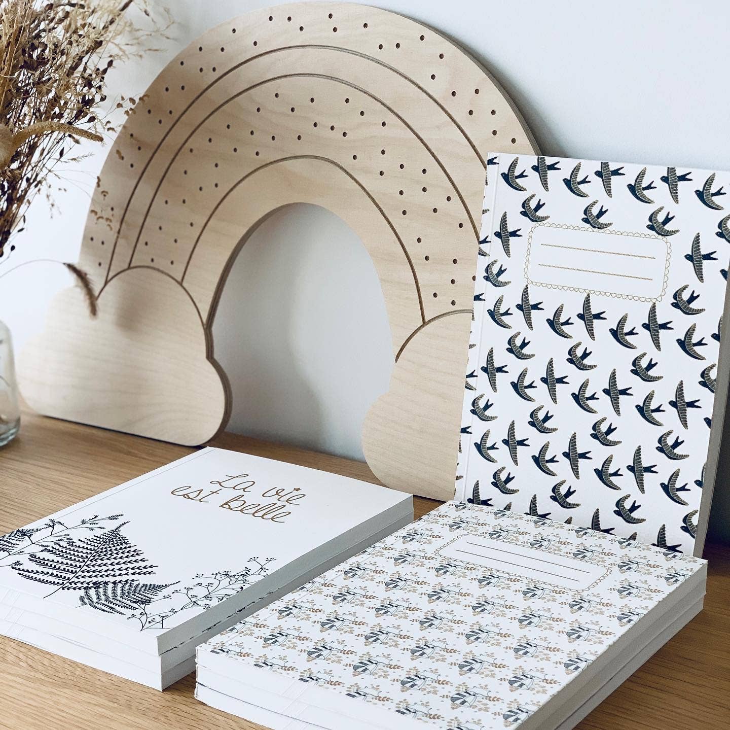 Les Petites Hirondelles - Wholesale Notebook - A5 notebook - Swallows on the wire - Blue sky4