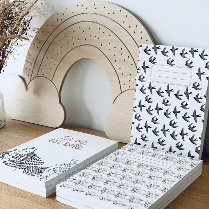 Les Petites Hirondelles - Wholesale Notebook - A5 notebook - Swallows on the wire - Blue sky4