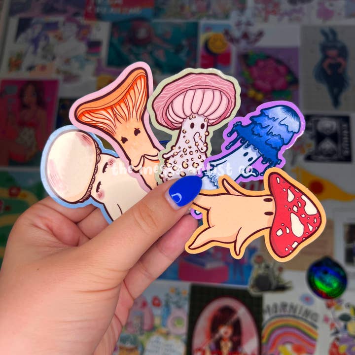 The Messy Artist Co. - Vente Autocollant - Pack d'autocollants champignons brillants8