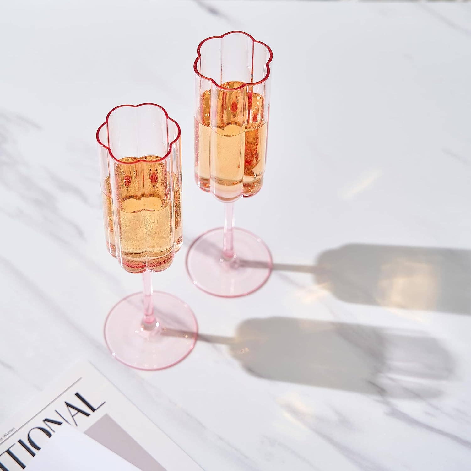 The Wine Savant /  Khen Glassware – wholesale Champagneglas – Vintage champagneglas med blomform, set om 2 - 220 ml4