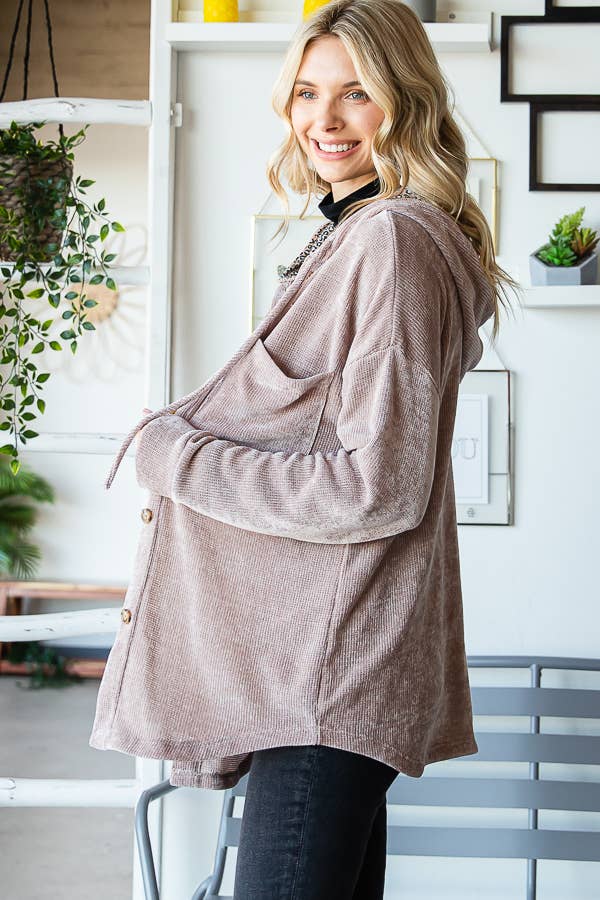 7th Ray - Venta al por mayor Sobrecamisa - Mujer - Chaqueta con capucha y cordón, forrada, de chenilla con estampado animal T496410