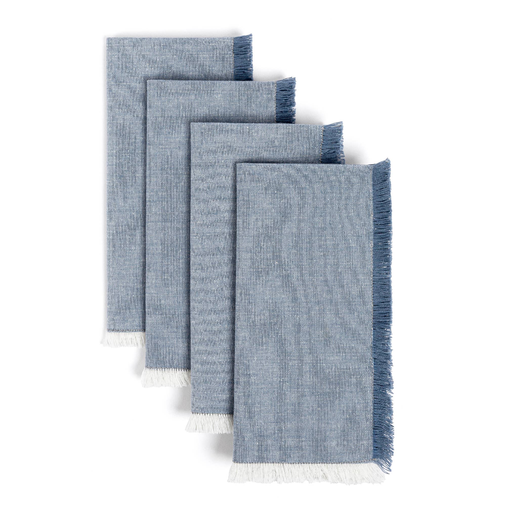 over&back - Wholesale Dinner & Cloth Napkin - Frayed Chambray Napkins – Set of 40