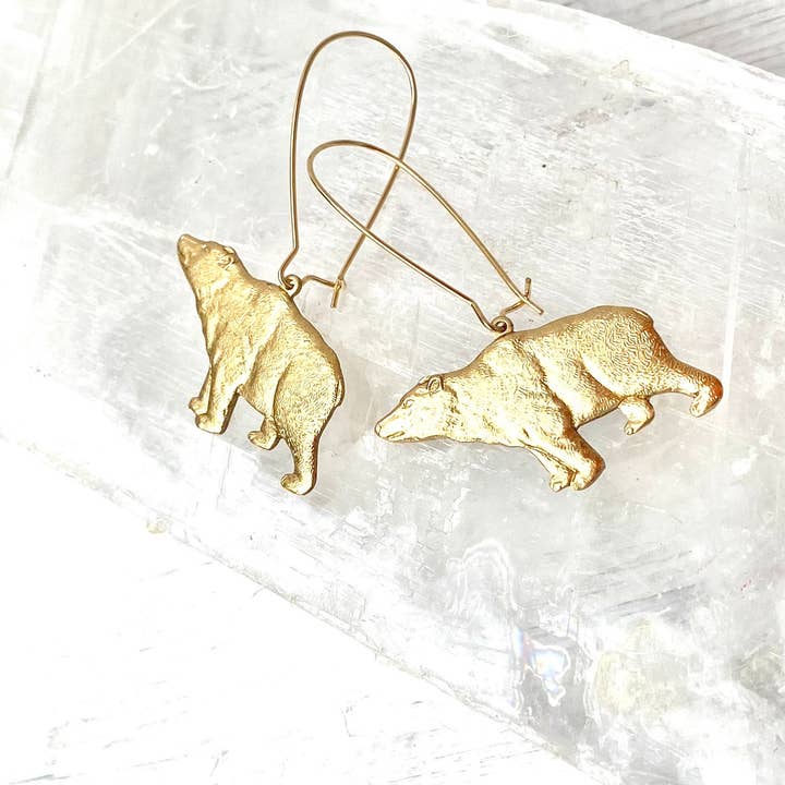 Red Truck Designs - Wholesale Dangle Earrings - Gold Bear Earrings Polar Bear Grizzly Bear Charm Earrings