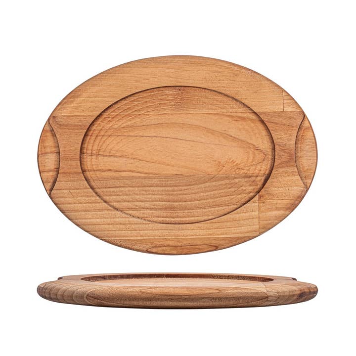 Hout 10" x 7" x h:0,75" Ovale Bruine Houten Onderzetter voor wholesale door TURGLA HOME