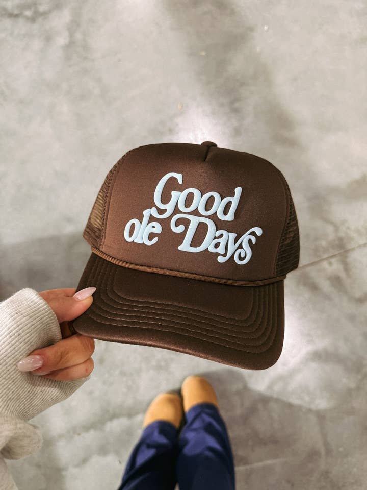 good ole days trucker hat - brown / blue for wholesale by ETTA & EAST