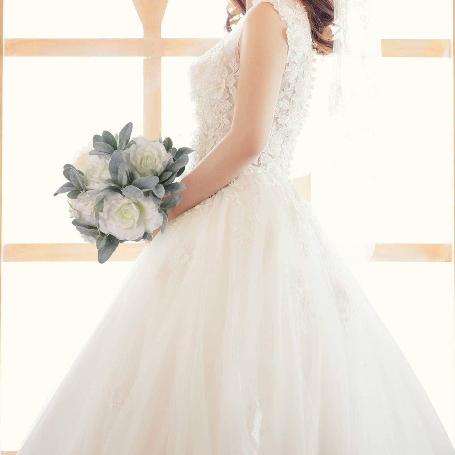 Larksilk – Flores artificiais por atacado – Flor falsa de orelha de cordeiro de 29" - Haste decorativa realista3