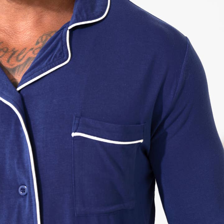 Bellabu Bear - Venta al por mayor Conjunto de pijama - Hombre - Conjunto de pijama para hombre de bambú azul índigo2