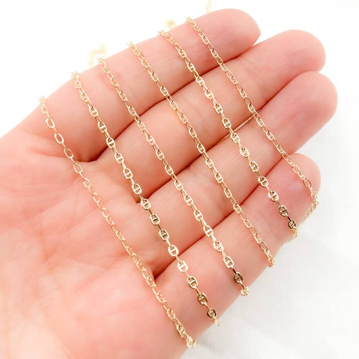 040mm0P211H0BYft. 14K solid guld glat marina og kabelkæde til fod for engroshandel hos Tresor Jewelry Inc.