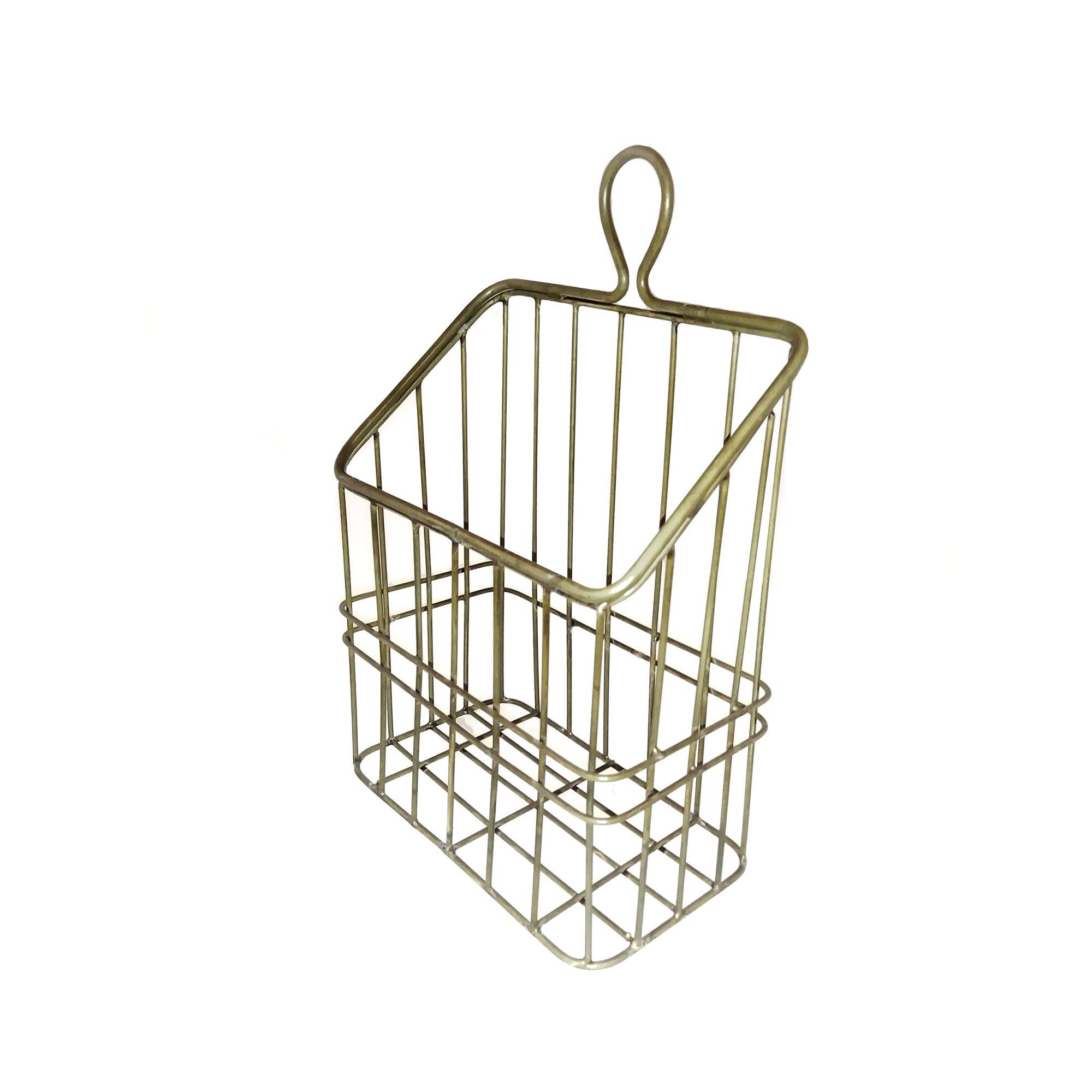 Col House Designs – wholesale Basket – Rustic Gold Metal Wall Basket