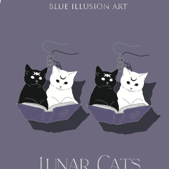 Lunar Cats | Ohrringe für den Großhandel von Blue Illusion Art