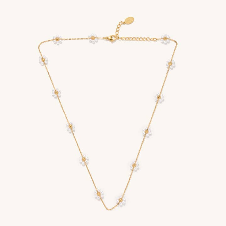 Pearl Daisy Necklace for wholesale by Nikki Smith Designs