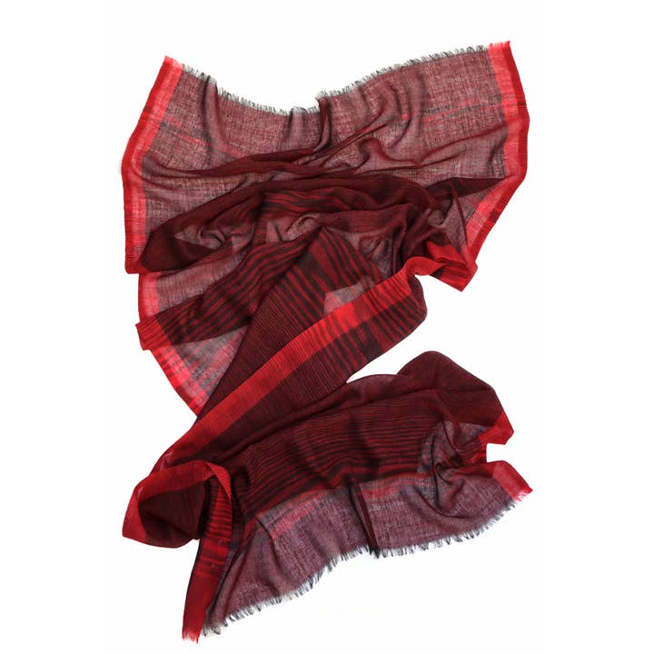 SALTO - Vente Écharpe – femme - Écharpe/Écharpe en laine Merino Schur - Hitty - Rouge jacquard