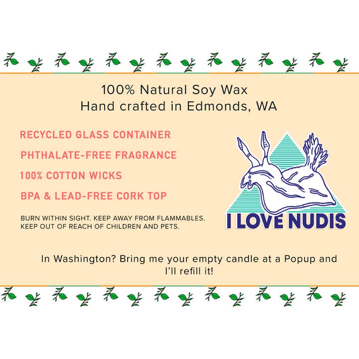 I LOVE NUDIS - Wholesale Jar/Filled Candle - Sandalwood Nudibranch Candle in Recycled Glass7