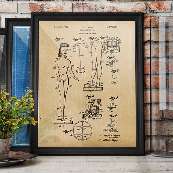 Barbie 1961 Patent Art Print - Toys and Games for wholesale by Fresh Prints of CT