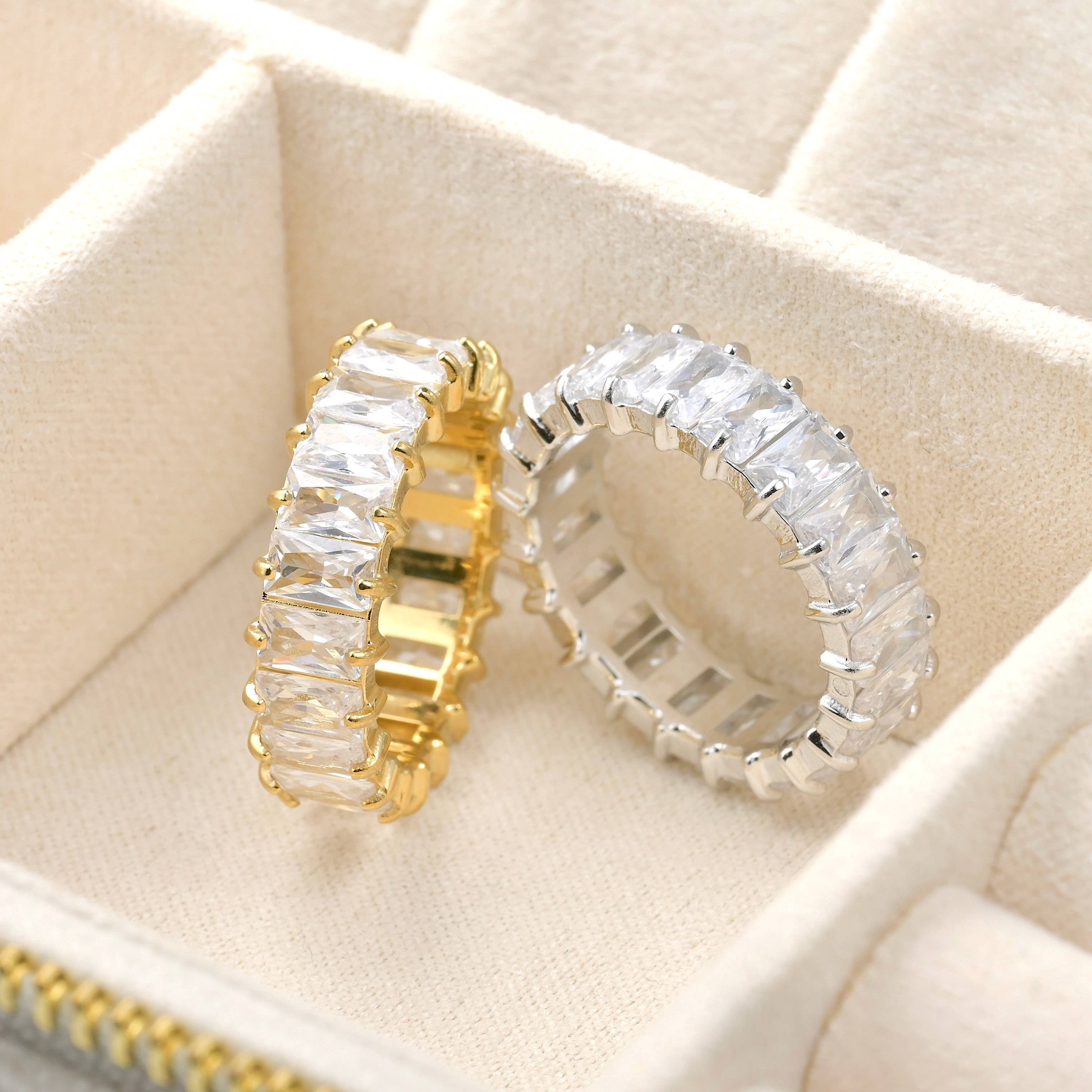 Blueyejewelry - Wholesale Multi-Stone Ring - Baguette Diamond Ring - Wide Baguette-cut CZ Ring 1