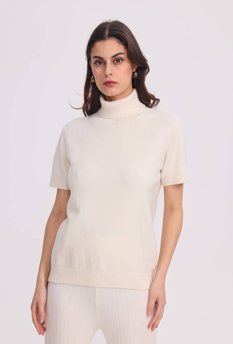 SUNNY STUDIO – Großhandel Strickpullover – Damen – Kurzarm-Rollkragenpullover8