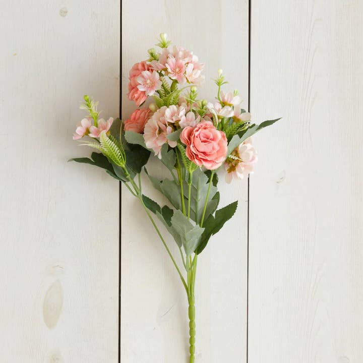 Audrey's Home & Gift - Vendita all'ingrosso Fiori finti - Bouquet - Verbena e rose in miniatura (Pk/02)
