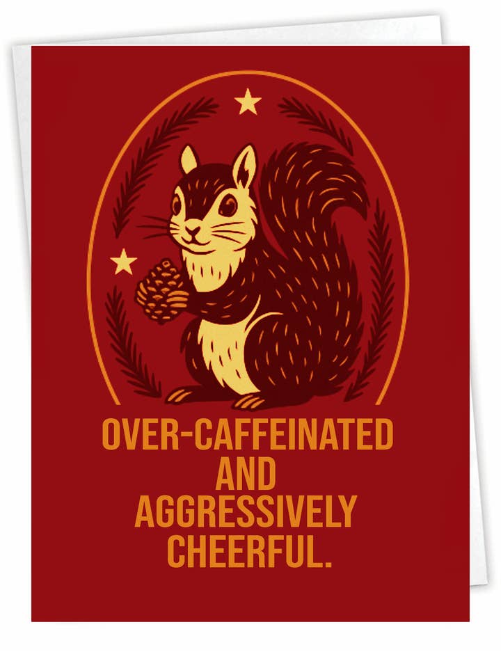 Cartão de Natal Divertido - FN Esquilo - Interior em Branco por atacado de Blue Spark Card Co