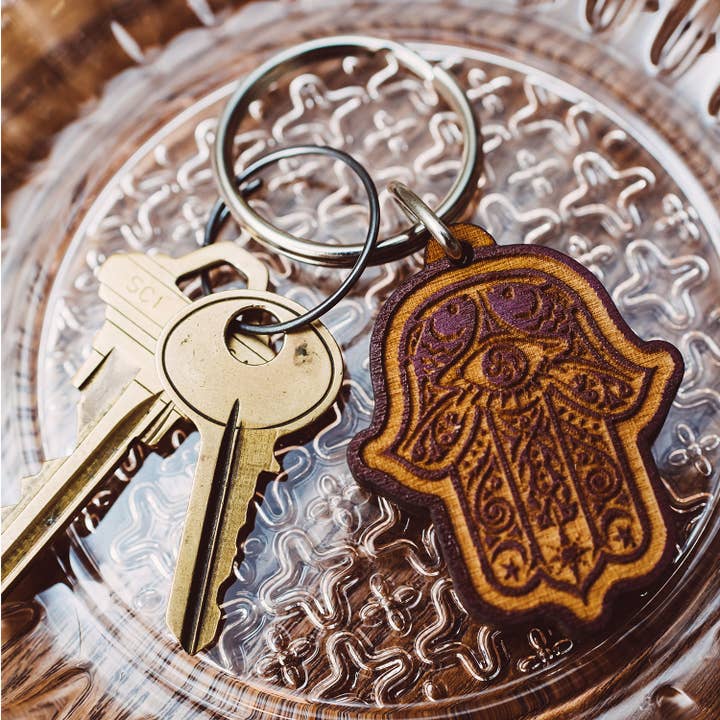 Most Amazing – Großhandel Schlüsselanhänger – Unisex – Hamsa Schlüsselanhänger aus Holz mit Reißverschluss