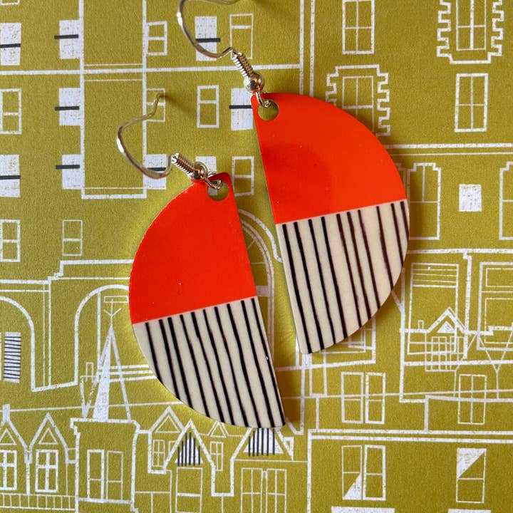 Peony Arc Earrings (Poppy Red) - NEW for wholesale by Jenni Douglas Designs