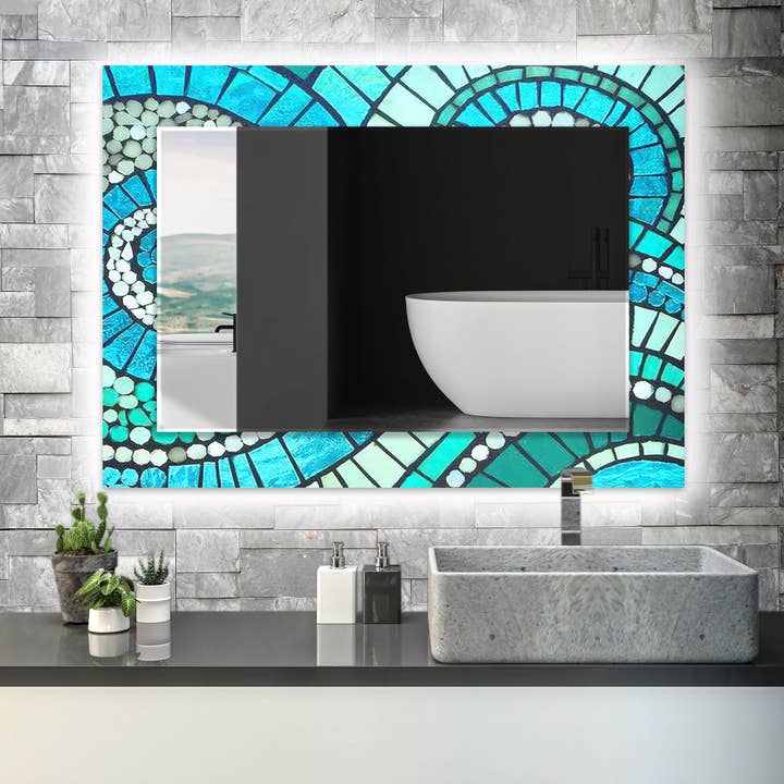 Miroir mural en verre trempé en mosaïque pour la vente par MyPhotostation