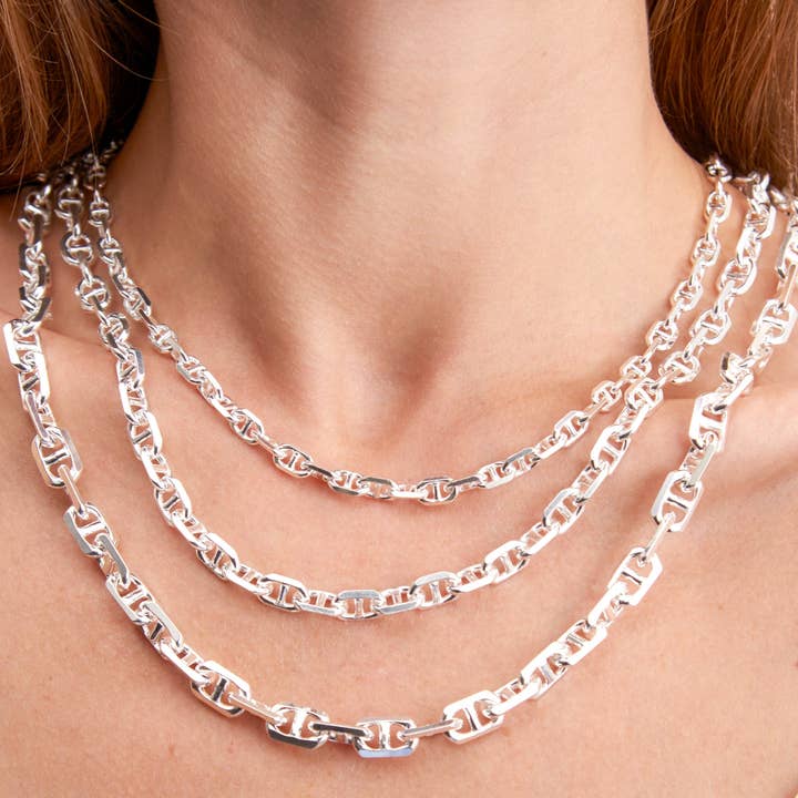 Olive & Chain - Wholesale Link & Chain Necklace - Silver Anchor Mariner Link Chain Necklace