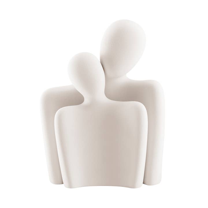 Danya B - Wholesale Sculpture - Hans Cream Nesting Couple Matte Ceramic Sculpture Set