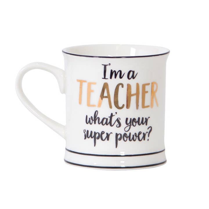 Metallic Monochrome I'm A Teacher Mug for wholesale by Sass & Belle Europe