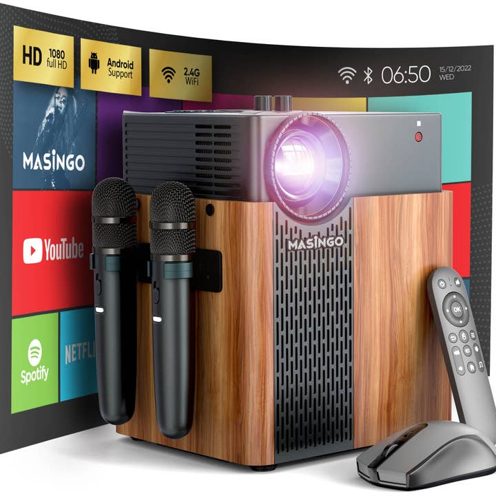 Projecteur de machine à karaoké MASINGO, système Android 1080p - Q4 pour la vente par Masingo