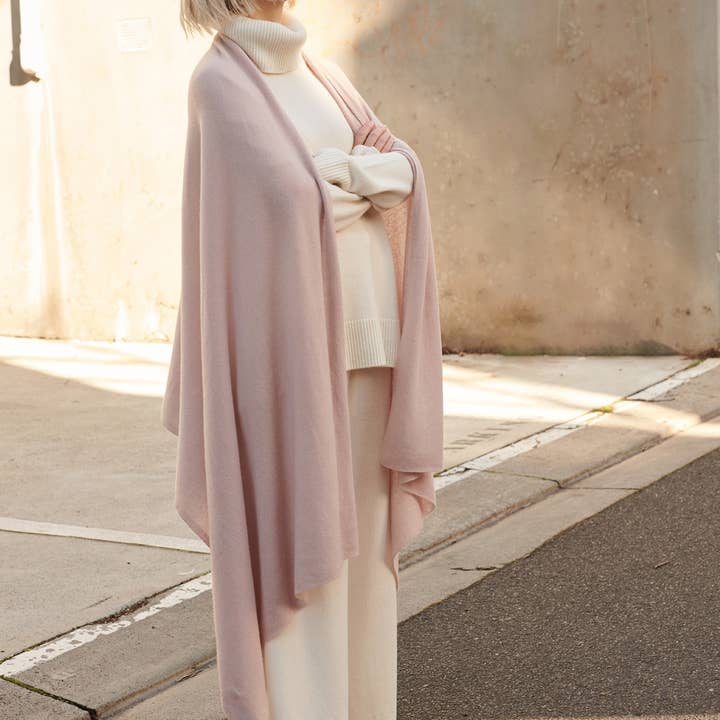 CASHMERISM - Vente Châle – femme - Sac de voyage surdimensionné en cachemire - Rosy Mist